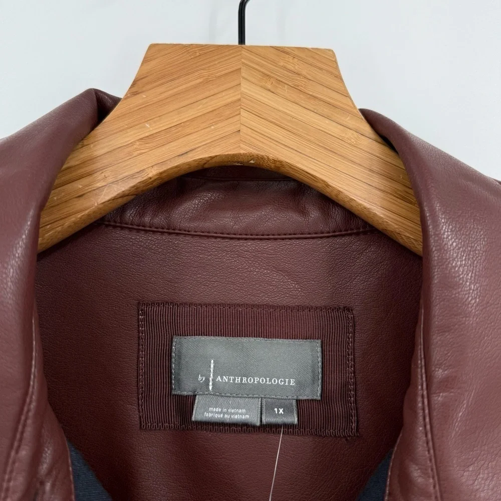 by Anthropologie Fuax Leather Midi Shirt Dress In Brown Size 1X Plus Size